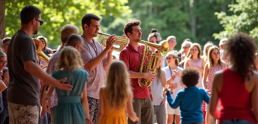 Folla vibrante a un festival jazz